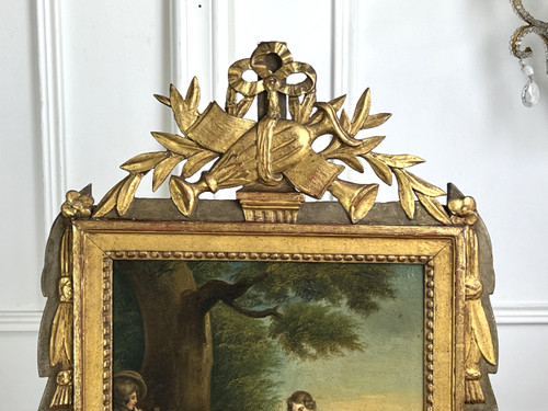 ANTICO TRUMEAU LUIGI XVI IN LEGNO DORATO E INTAGLIATO CON BELLISSIMO QUADRO