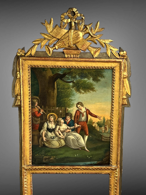 ANTICO TRUMEAU LUIGI XVI IN LEGNO DORATO E INTAGLIATO CON BELLISSIMO QUADRO