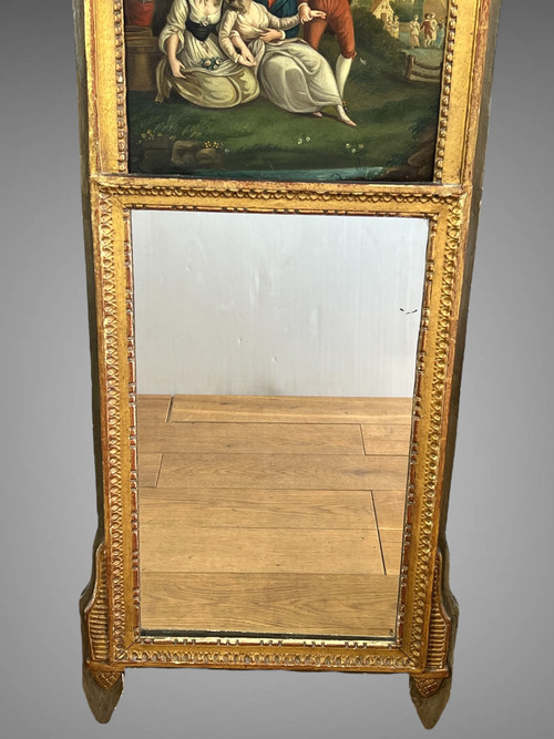 ANTICO TRUMEAU LUIGI XVI IN LEGNO DORATO E INTAGLIATO CON BELLISSIMO QUADRO