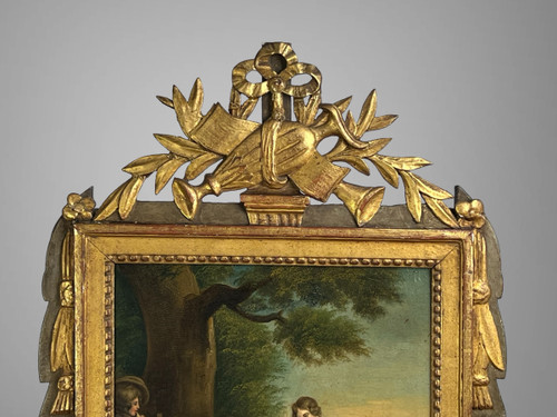 ANTICO TRUMEAU LUIGI XVI IN LEGNO DORATO E INTAGLIATO CON BELLISSIMO QUADRO