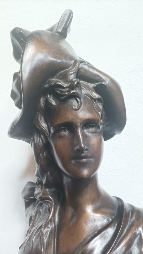 Anton Nelson (1880-1910) Busto femminile in gesso in stile Art Nouveau