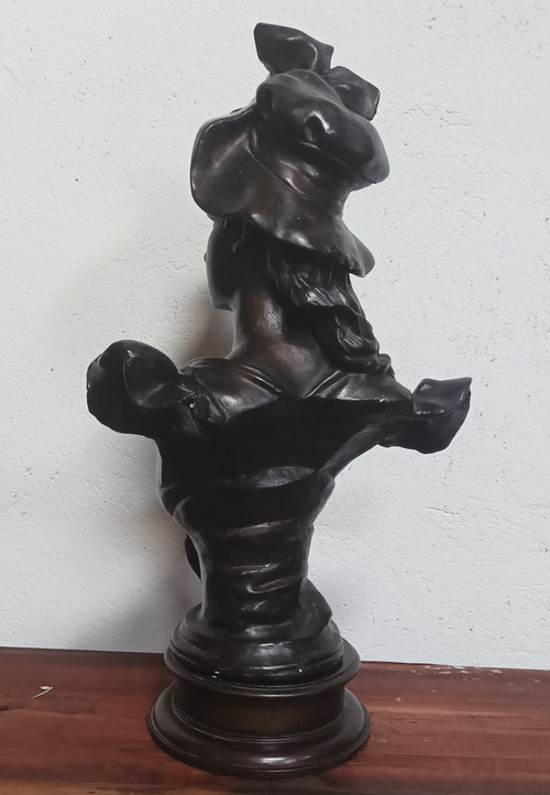Anton Nelson (1880-1910) Busto femminile in gesso in stile Art Nouveau