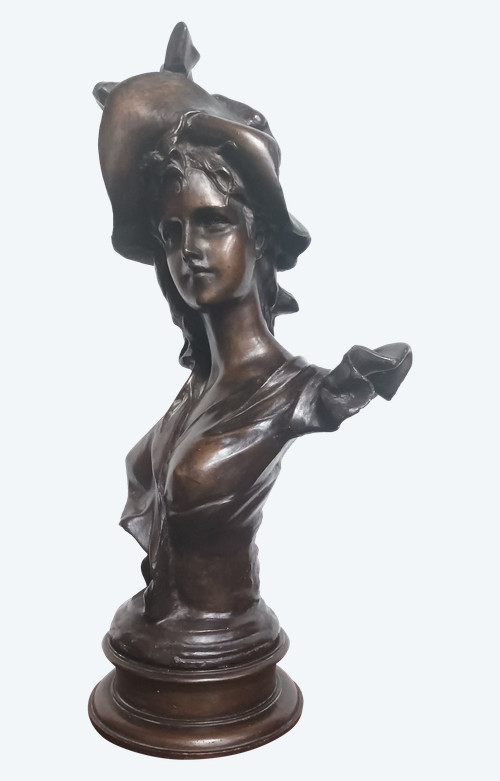 Anton Nelson (1880-1910) Busto femminile in gesso in stile Art Nouveau
