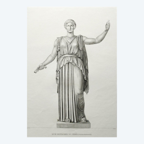 Etching Mythological Engraving Cérés Greek Goddess 19th C Old Print