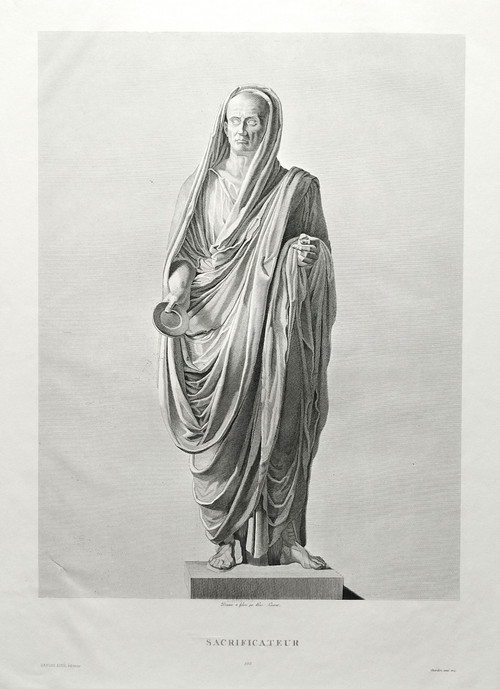 Mythologische Gravurstatue Griechenland 'Antiker Priester 19. Jahrhundert'