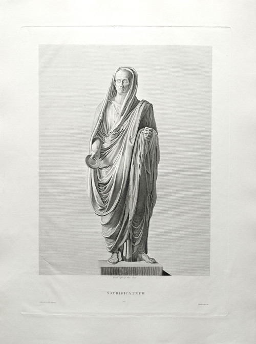 Mythologische Gravurstatue Griechenland 'Antiker Priester 19. Jahrhundert'