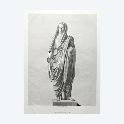 Mythologische Gravurstatue Griechenland 'Antiker Priester 19. Jahrhundert'