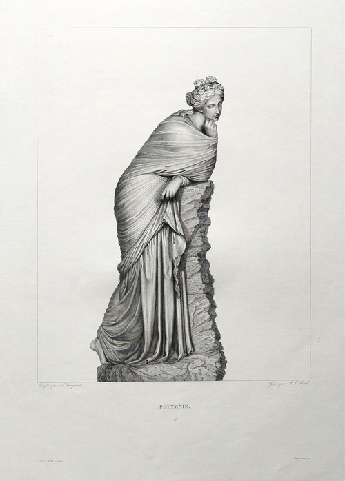 Gravure Mythologique Déesse Grecque Polymnie 19ème
