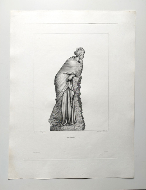 Gravure Mythologique Déesse Grecque Polymnie 19ème