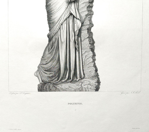 Gravure Mythologique Déesse Grecque Polymnie 19ème