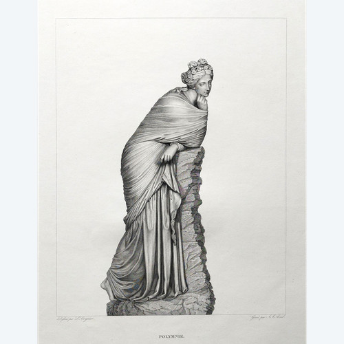 Gravure Mythologique Déesse Grecque Polymnie 19ème