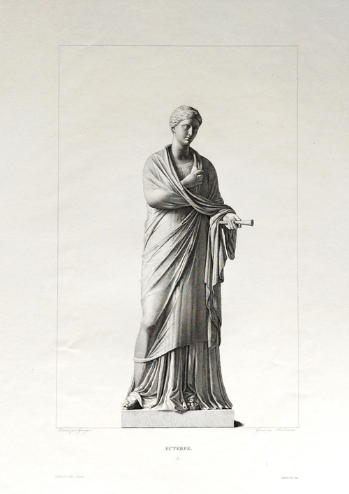 Gravure Mythologique Euterpe Déesse Grecque 19ème