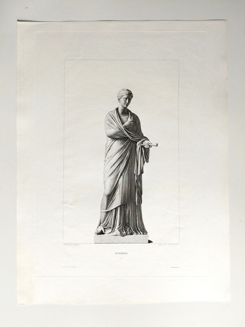 Gravure Mythologique Euterpe Déesse Grecque 19ème