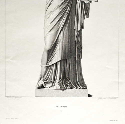Gravure Mythologique Euterpe Déesse Grecque 19ème