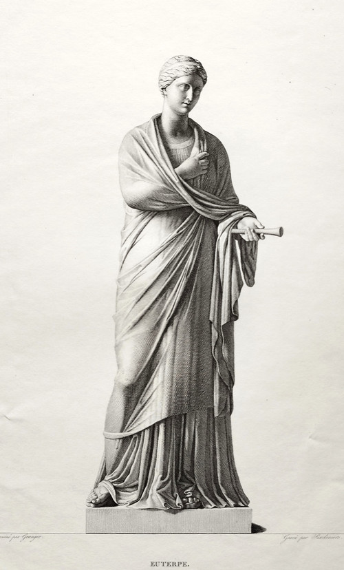 Gravure Mythologique Euterpe Déesse Grecque 19ème
