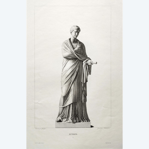 Gravure Mythologique Euterpe Déesse Grecque 19ème