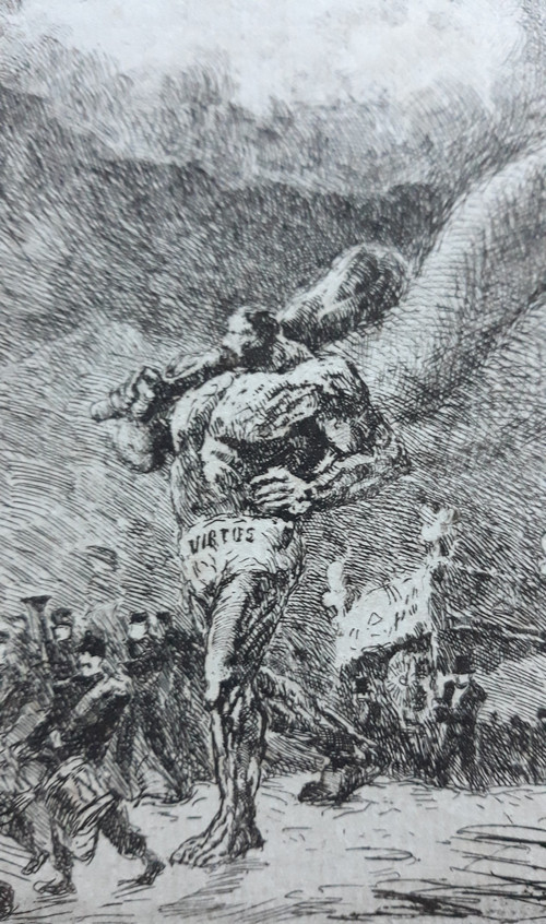 Fantastic etching by Eugène Viala: Virtus