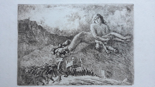 Fantastic etching by Eugène Viala: Virtus