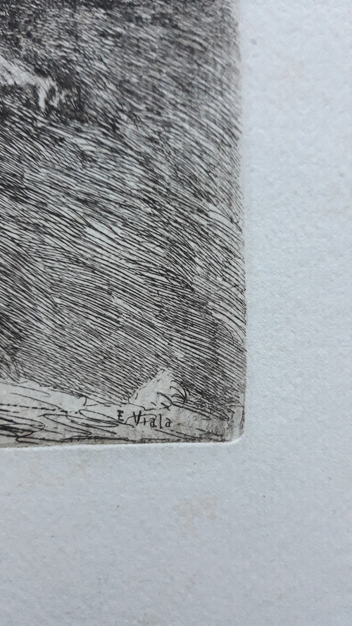 Fantastic etching by Eugène Viala: Virtus