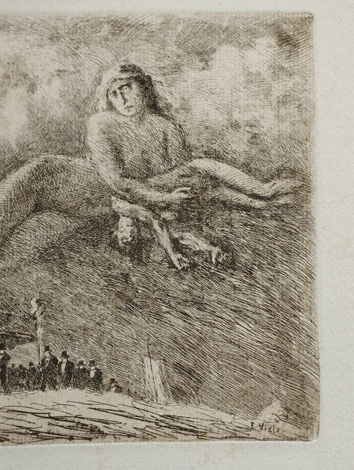 Fantastic etching by Eugène Viala: Virtus