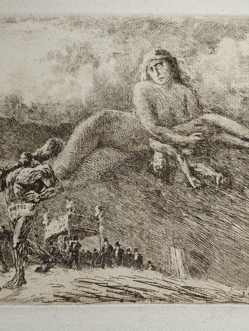 Fantastic etching by Eugène Viala: Virtus