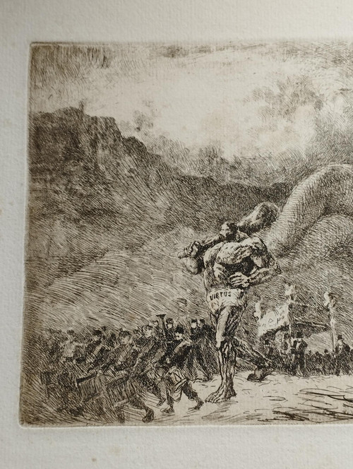 Fantastic etching by Eugène Viala: Virtus