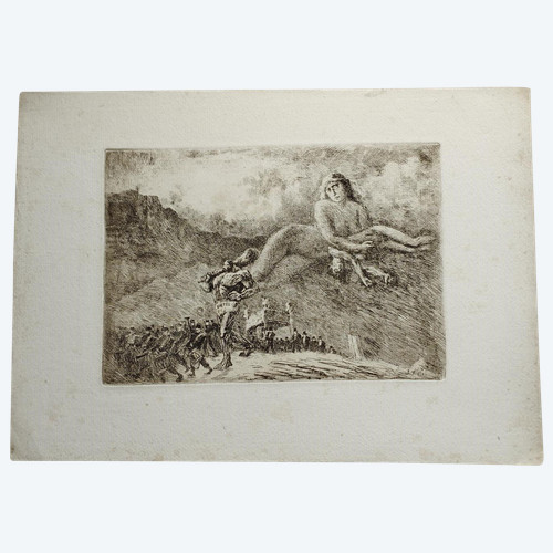 Fantastic etching by Eugène Viala: Virtus
