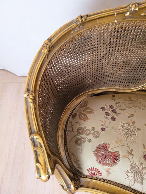 Goldene Korbbank im Louis XV-Stil, spätes 19. Jahrhundert 