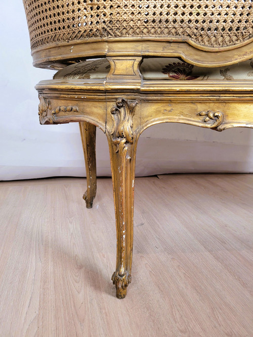 Goldene Korbbank im Louis XV-Stil, spätes 19. Jahrhundert 