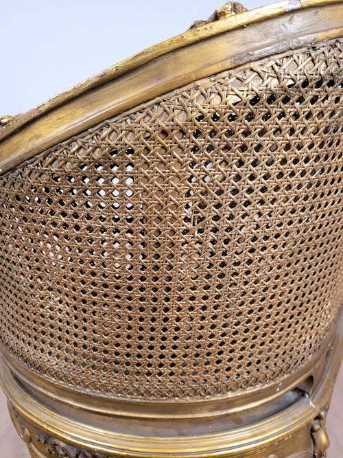 Goldene Korbbank im Louis XV-Stil, spätes 19. Jahrhundert 