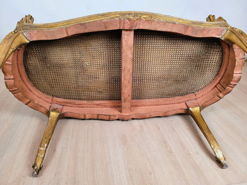 Goldene Korbbank im Louis XV-Stil, spätes 19. Jahrhundert 