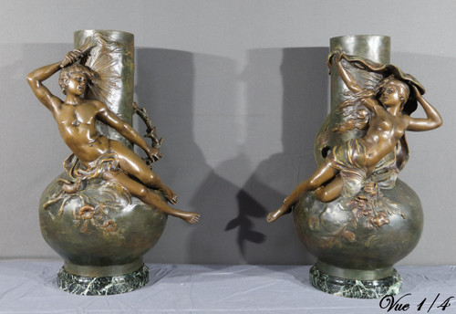 Pair of Regulate Vases, signed L. Moreau – Late 19th century