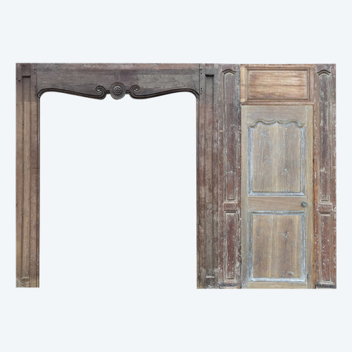Boiserie d'Alcôve Et Porte Ancienne De Communication En Chêne époque XVIIIème Alcove