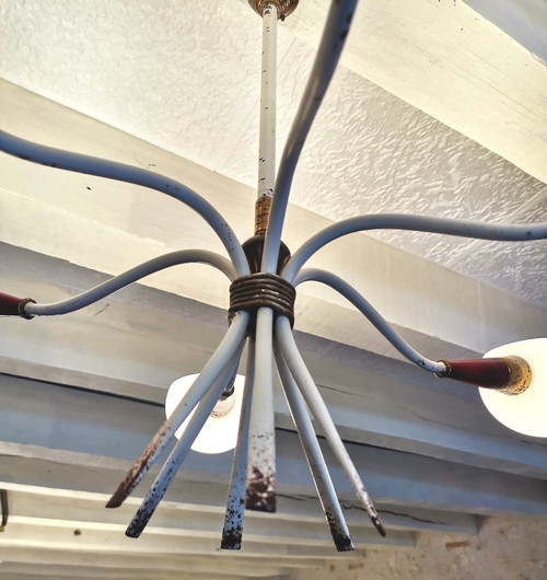 Scandinavian chandelier with 6 branches of light from the 60s