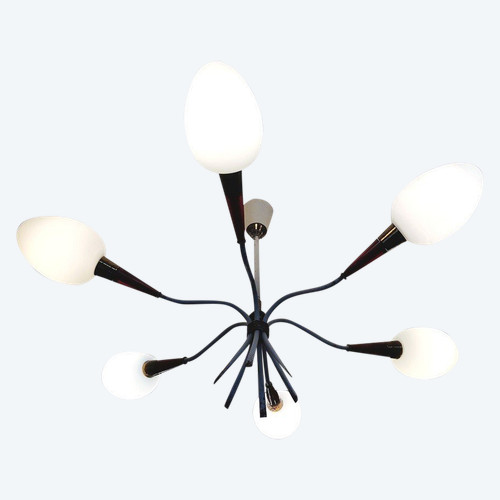 Scandinavian chandelier with 6 branches of light from the 60s
