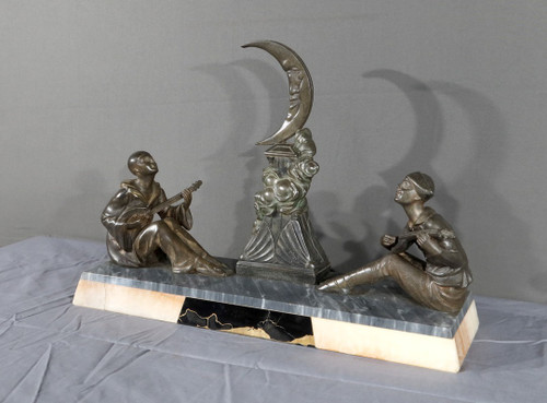 Regulate Sculpture of Pierrot and Columbine - Early 20th Century