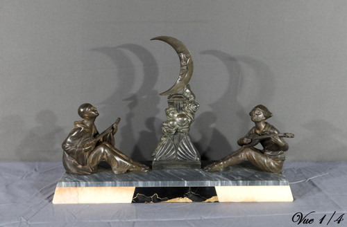 Regulate Sculpture of Pierrot and Columbine - Early 20th Century