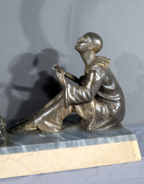 Regulate Sculpture of Pierrot and Columbine - Early 20th Century