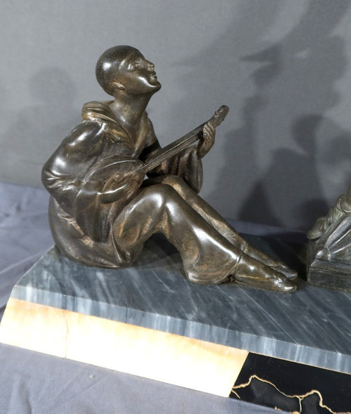 Regulate Sculpture of Pierrot and Columbine - Early 20th Century