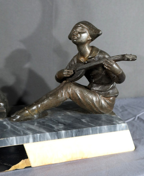 Regulate Sculpture of Pierrot and Columbine - Early 20th Century