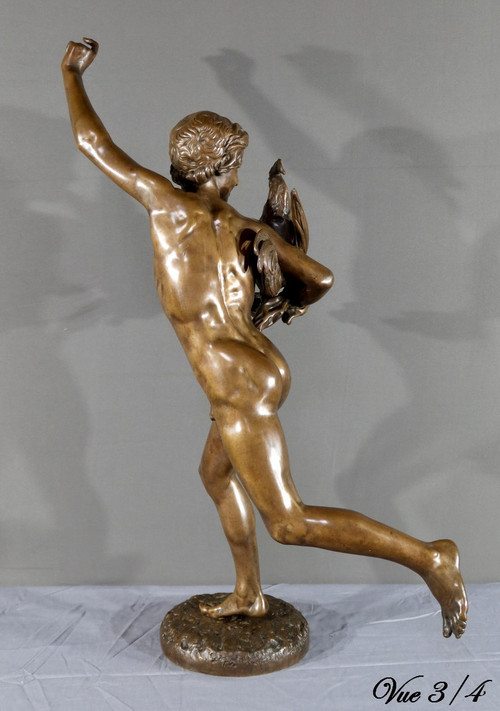 “Vincitore nel combattimento di galli” in bronzo, firmato A. Falguière – 2a parte del XIX secolo