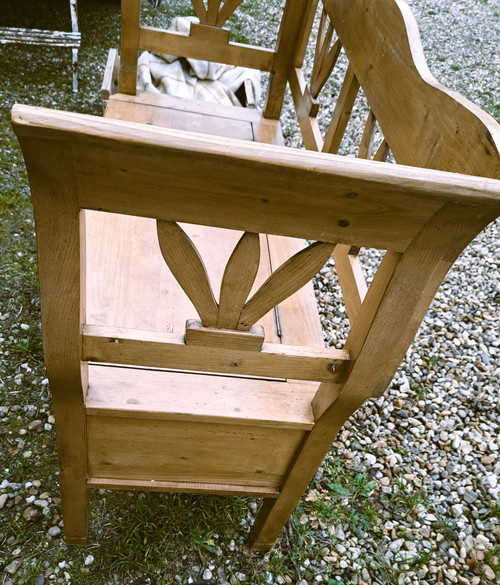Cassapanca da banco in legno bianco della metà del XX secolo