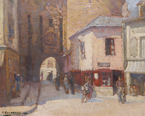 Paul Jean Marie TERPEREAU, Lively scene in front of the Prison Gate in Vannes, Morbihan
