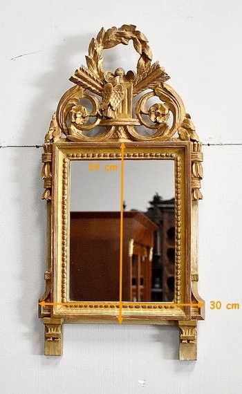  Petit Miroir en Bois Doré, style Louis XVI - 1ère partie XXe 