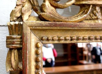 Petit Miroir en Bois Doré, style Louis XVI - 1ère partie XXe 