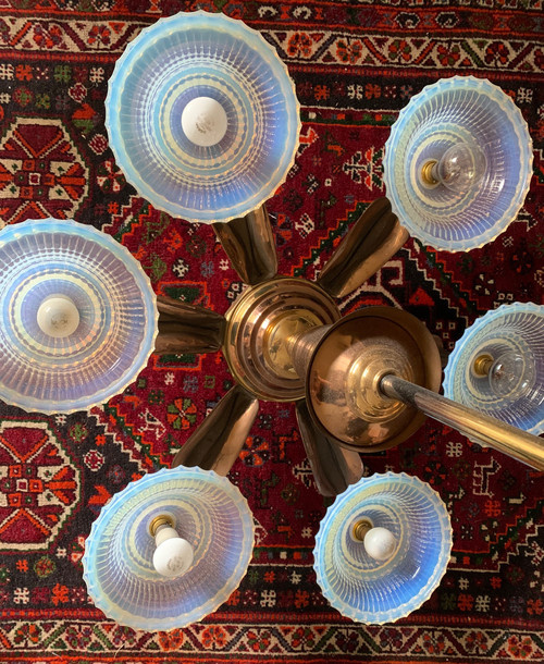 Lustre art déco oiseaux bronze 