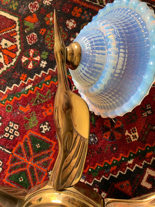 Lustre art déco oiseaux bronze 