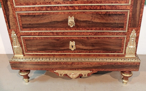Secrétaire en Cèdre et Loupe de Thuya, style Louis XVI, époque Napoléon III - XIXe