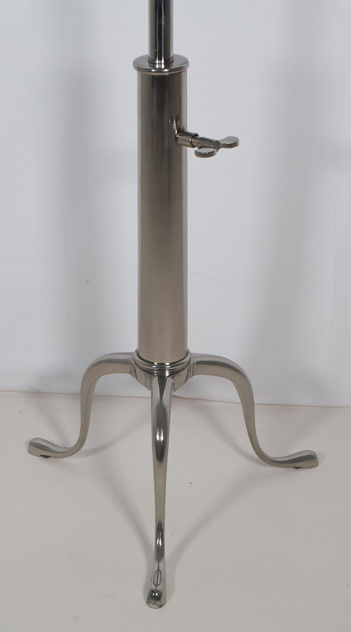 Telescopic pedestal table in chrome metal from the 70s