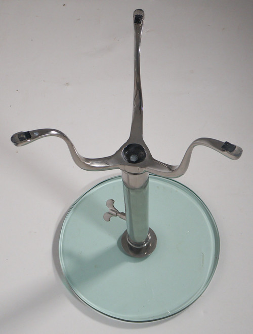 Telescopic pedestal table in chrome metal from the 70s